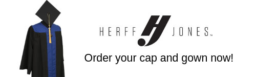 New graduation regalia is available for this Spring! Order your cap and gown today from Herff Jones!