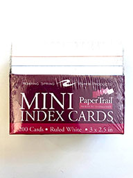 Mini Index Cards White Lined 3.X2.5 Roaring Spring