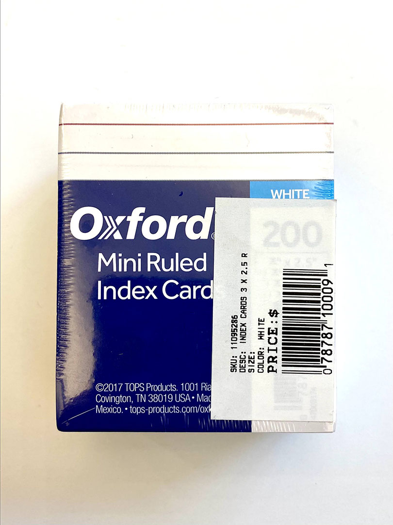 Oxford Mini Index Cards 3X2.5 White Lined 200 Pk