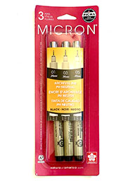 Micron Pens Set Of 3 Black