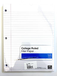 staples 8 x 10.5 college ruled paper 120 pg