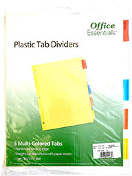 Office Essentials 5 Plastic Tab Dividers