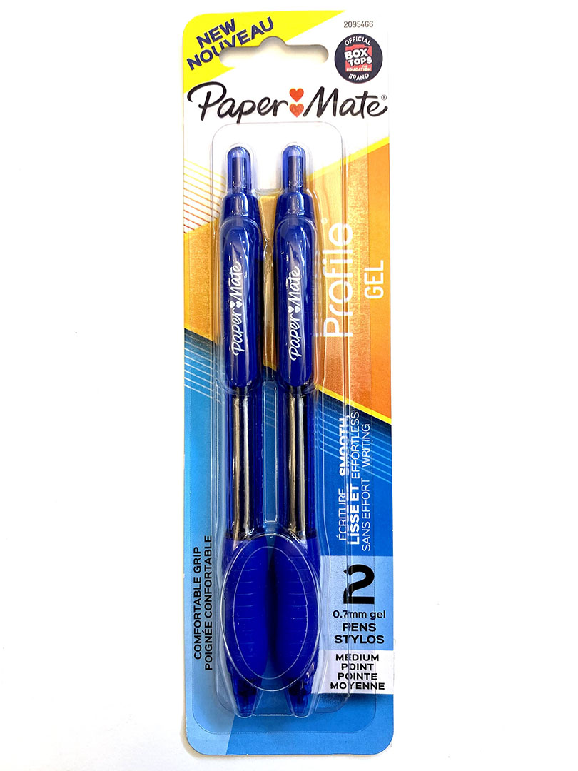 Papermate Retractable Gel Pen Blue Ink 2 Pk