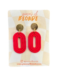 Red Loop With Gold Post Earrings
